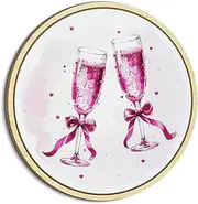Putuo Decor Pink Coquette Trendy Preppy Wall Art Round Pink Drink Cheers Wall Decor Wood Preppy Pink Room Decor for Gilr's Dorm Apartment Bedroom Living Room 10x10in