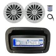 Dual Marine Radio,Spa Bezel,Adapter, Antenna,Wire, 2x 6.5" 180W White Speaker