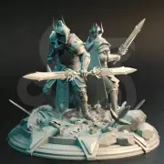 High Elven Elf Vanguard Duo Fighter Paladin Miniature | D&D DnD |
