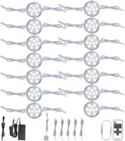 Direct Wired Under Cabinet LED Puck Lighting Kit, Linkable and Wireless Remot...