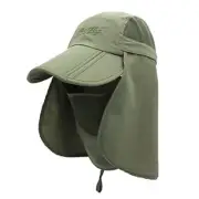 Mens Womens Kids Sun Protection Fishing Hat Safari Flap Cap Small Army Green