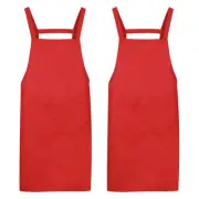 2pcs H Style Apron Kitchen Cooking Aprons Artist Painting Apron Red