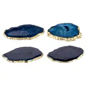 4PK Allira 10cm Agate Drink Coaster Set Tableware Mat Table Protector Sapphire