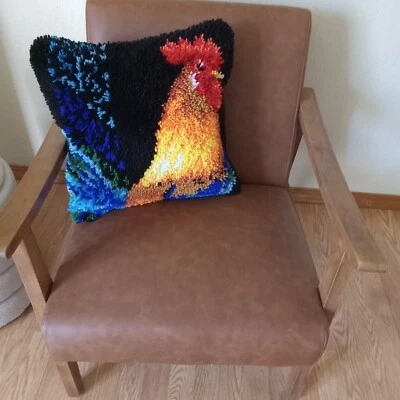 Latch Hook Pillowcase featuring a Rooster/16" square/Ready for Pillow Insert