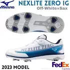 MIZUNO Golf Shoes NEXLITE ZERO IG Off-White/Sax 51GM2380 18 WIDE 2023 NEW!!