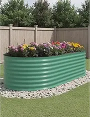 Hipicute 8x4x2ft Raised Garden Bed,Galvanized Raised Planter Boxes Outdoor with Easy Assembly, Large Garden Bed for Vegetables, Fruits, Flower,Raised Garden Bed,Green