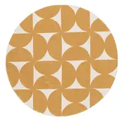 Loopsie Almere Gold and Ivory Geometric Washable Round Rug