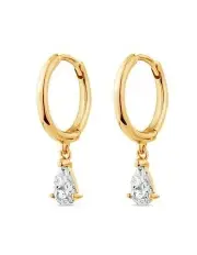 [SALLY SKOUFIS] Pure Drop Alchemy Huggie Earrings With Diamonds in Gold