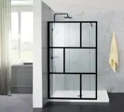 1000mm Black Framed 6mm Glass Single Entry Fixed Panel Shower Screen