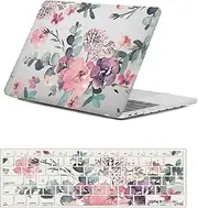 Patterned Case for New MacBook M2 M3 Air 13.6 inch 2022 2024 A2681 A3113, Plastic Hard Shell Case & Keyboard Cover for MacBook Air 13.6 inch with Retina/Touch ID,Flower Leaves