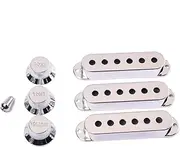 Vaguelly Guitar Pickup Covers and Knobs Replacement Accessory Set for Chrome Finish Guitar Parts for Upgrading Your Instrument