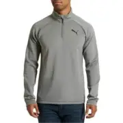 Puma Men's Essential Active Quarter Zip Runner Pullover-Med Grey Heather---XL-NW