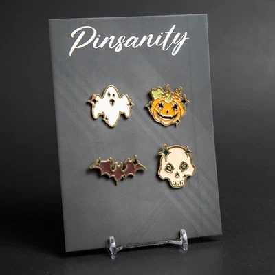 Halloween Pin Set - Fast Shipping from USA - Skull Ghost Jack o' lantern Bat