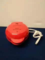 Nostalgia MyMini Waffle Maker Red 5 Inch Non-Stick Compact Size