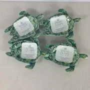 Sigrid Olsen Melamine Bowl Condiment Tidbit Sea Turtle Shape 6" Green 4 pc NEW