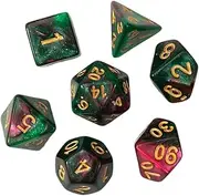 Generic 7 Pieces D4-d20 Acrylic Dice Party Toys, Multi-Sided Dice, Polyhedral Dice Set for Role Playing Games, Math Classroom, RPG Board Game, Red Green
