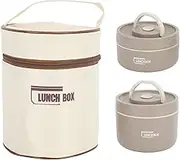 Thermal Box Lunch Box Set, Portable Insulated Lunch Container for Adults Kids School Work, Leakproof Stainless Steel Keep Warm Food Container with Bag, Lid, Easy to Carry