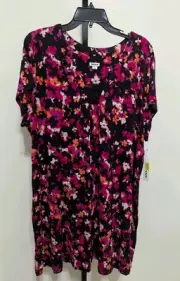 DKNY Women's Plus Black Floral Sleepshirt Pajamas a Gown Knit Modal Size 3X