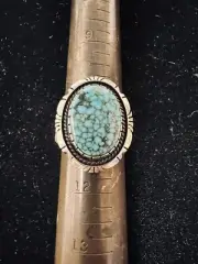 Navajo Kevin Ramone Kingman Turquoise Ring Size 11 Sterling Silver