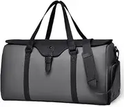 [BOZIIGO] Travel Bag for Men Women, Duffle Bags for Travel with Shoe Compartment Weekender Overnight Carry On Bag with Dry Wet Separated Pocket Personal Item Bag for Gym Trip Workout, Grey, Travel/Gym/Duffle