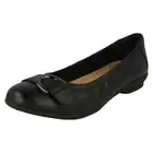 Ladies Clarks Neenah Lark Black Leather Flat Shoes E Fitting