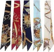 [Uainhrt] 5pcs Tassels and Chains Design Bag Handbag Handle Ribbon Scarf Hair Head Band Neck Neckerchief Head Wrap Fashion Gifts, Multicoloured, Medium