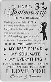 HYHYDHP 3rd Anniversary Card Gifts for Him Husband