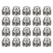 20pcs Double Hole Round Cord Lock Spring Loaded Toggle Stopper White Nickel