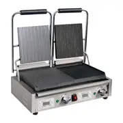 Apuro Double Contact Grill Flat / Ribbed Plates with Timer - Commercial Sandwich Presses (FC386-A) - FC386-A