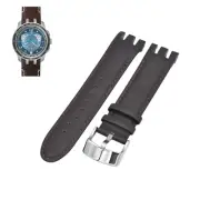 21mm Brown Leather Watch Strap For Swatch Irony Retrograde YRS416