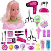 Unbrand 2024 NEW 35pcs Styling Head Kids Make Up Kids Hairdressing Makeup Dolls Hair Styling Dolls Head Hair Accessories Playset ,100 % NEW