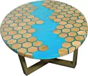 Round Epoxy Honeycomb Coffee Table Top Natural Walnut Epoxy Handmade Furniture