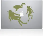 The Decal Guru Scuba Divers Decal Vinyl Sticker, Gold, 15" MacBook Pro