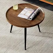 End Table, Round Coffee Table, Small Bedside Table, Space Saving Table for Living Room, Bedroom, Corner Plant Stand with 3 Legs, Wooden Side Table for Sofa