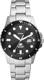 [FOSSIL] Men's Silver Stainless Steel Blue Dive Analogue Watch, 42mm