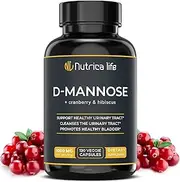 D Mannose 1000mg Capsules, Potent D-Mannose & Cranberry Pills with Hibiscus Extract, Strength Urinary Tract Infection UTI Support, Healthy Bladder Control & Kidney Cleanse (120 Capsules)