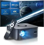 Projector 4k [Google TV & Netflix License], Smart Projector with WiFi 6 and Blue