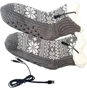 Electric Heated Socks - USB Powered Foot Warmers, Insulated Winter Accessories, Snowflake Pattern Warming Socks | Portable Heated Design for Outdoor Activities, Hiking, Skiing, Cold Weather Comfort