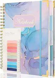 Ddaowanx Hardcover Spiral Notebook, College Ruled Notebook Journal, 8.5"x11", 320 Pages Large Lined Journals for Women Men, 5 Subject A4 Hardcover Notebook for Work School. (A4, Blue Marble)