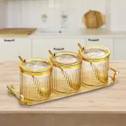 3Pcs Condiment Spice Jars,Condiment Spice Jars With Lids and Spoons and