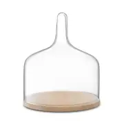 Lsa Glass Cloche Dome with Oak Base, 12