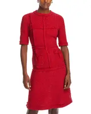 Teri Jon by Rickie Freeman Metallic Tweed Geo Stripe Dress