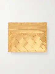 [Bottega Veneta] Bottega Veneta - Intrecciato Mirrored-leather Cardholder - Gold - One size One size Gold
