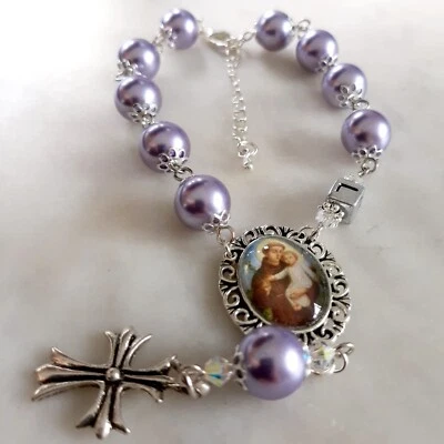 Saint Joseph Car Bracelet Personalised Rosary Bracelet For Car Initial Bracelet