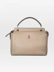 Grey Leather Dot Com Top Handle Bag