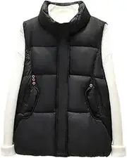[Generic] Woman Sleeveless Puffer Vest Coat Vest Down Cotton Waistcoat Thick Warm Pockets Korean Lightweight Vest