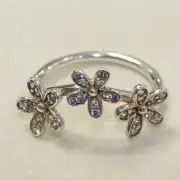 1AUTHENTIC PANDORA DAZZLING DAISY FLOWER RING 190933CZ MULTIPLE SZ W SUEDE POUCH