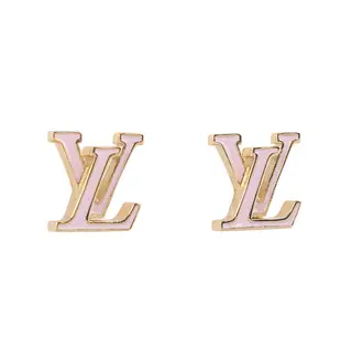 LV LV ICONIC LOGO 金屬及琺瑯針式耳環(粉色) M01136