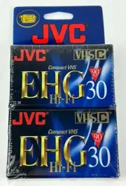 JVC Camcorder Tape VHS-C 90 Minute Hi-Fi EHG TC-30 2 Pk New