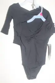 2 pk Danskin Now Leotards 3/4 Sleeve & short sleeve Girls XXS (2-3) in black